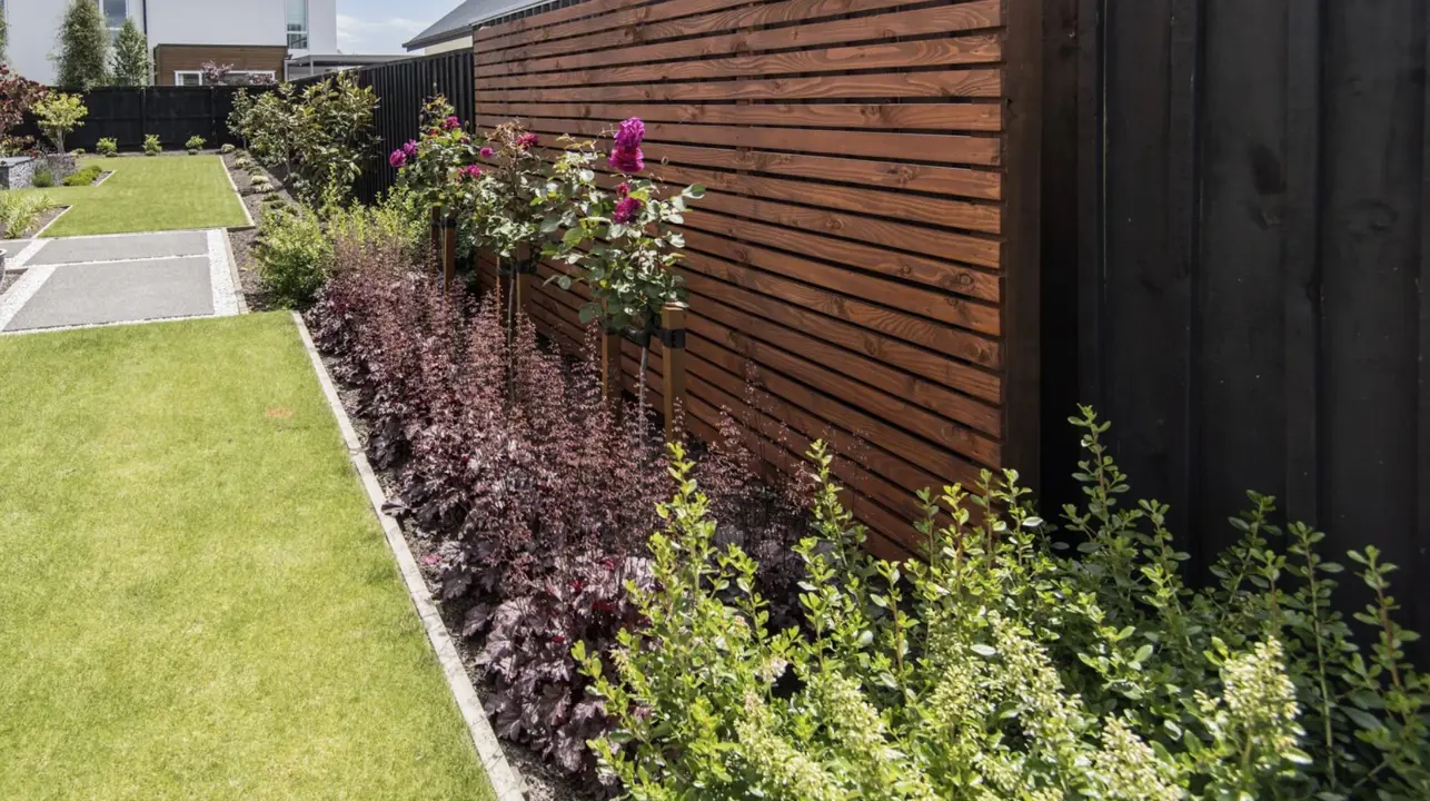 Standard roses and Heuchera