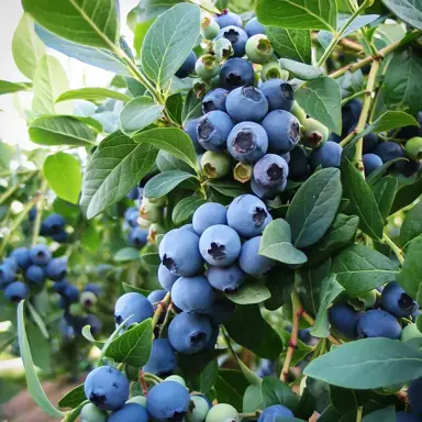 Blueberry Bluejay plant with blue berries.
