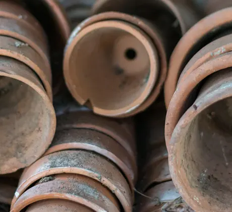 Rows of stacked pots.