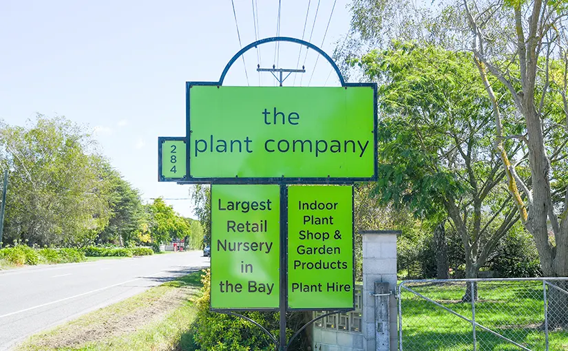 Sign outside plant nursery.